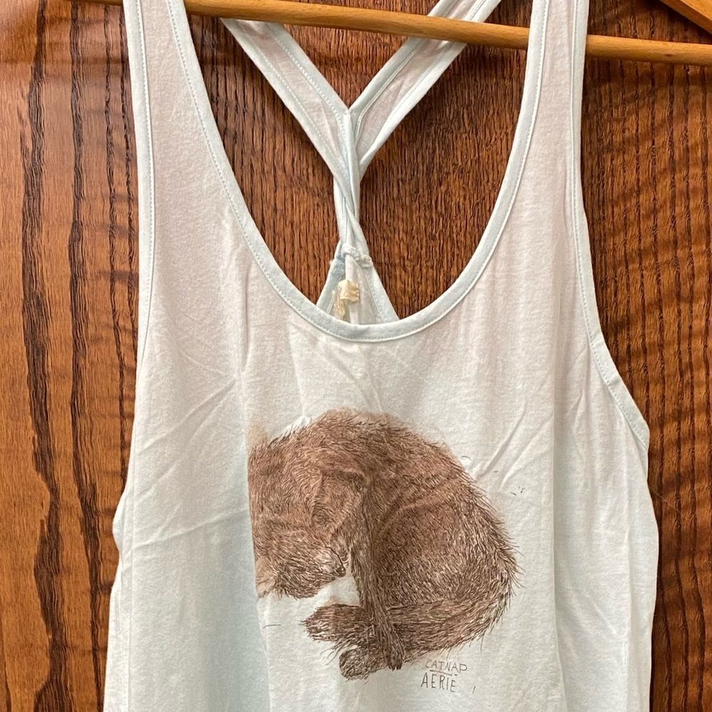 Aerie blue knit cat nap twisted racerback tunic sleeveless tank